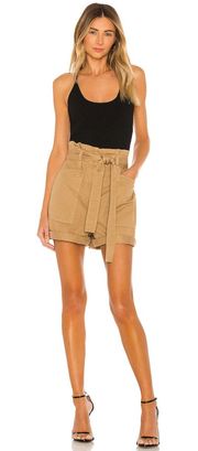 A.L.C. Davidson Tan High Rise Paper bag Shorts