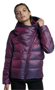 GUC Nike Down Jacket Hooded Puffer Iridescent Purple Asymmetric Zip SOLD OUT