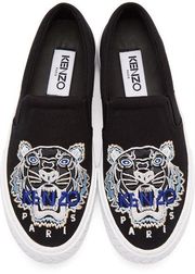 Kenzo | Tiger Head Embroidered K-Skate Slip On Sneakers