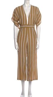 Faithful The Brand Mustard Yellow White Striped Wide Leg Jumpsuit Women’s Size 6