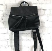 Botkier Mini Backpack Purse New York Trigger Nylon Faux Leather Handbag Black