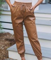 NWOT  Collection Brown Leather Jogger