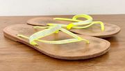 Pedro Garcia Silver Crystal Flip Flop Sandal Neon Yellow Women's Size 36.5 / 6