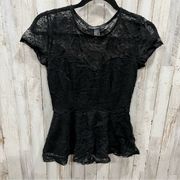 Forever 21 Black Lace Overlay Peplum Top Goth Wednesday