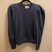 Nation LTD Nikka Pleat Shoulder Coastal Navy Blue Sweatshirt Size XS