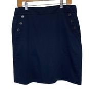 Sandro Studio Navy Blue Skirt Button Pocket Detail Prep Preppy, size 12