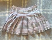 Light Purple Plaid Pleated Mini Skirt