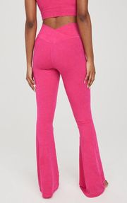 Pink Double Crossover Flare Leggings