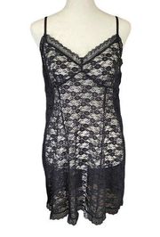 Sleepwear women's medium 8-10 black lace lingerie chemise slip