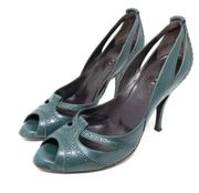 CELINE teal peep toe heels