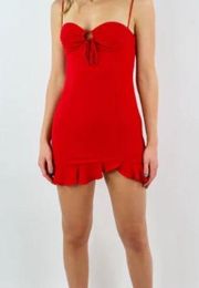 Vagabond Red Strapless ruffle dress