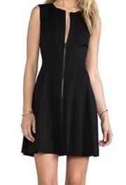 Theory Bonbi Fit & Flare Mini Dress Virgin Wool Stretch Blend Full Zip Black 6