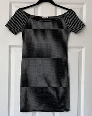 Striped Off-Shoulder Mini Dress - Size S