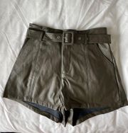 Sage Green Leather Shorts