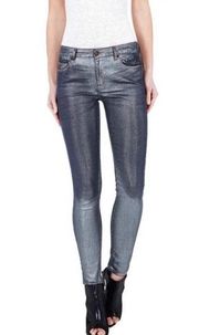 Sass & Bide Silence & Splendor Kiss the Sky Skinny Jeans Metallic Blue 28 NEW