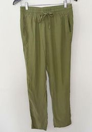 Amanda Uprichard Silk Olive Green Tribeca Pants Size P (XS) Elastic Waist