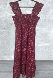 Brand New Hill House Burgundy Red Floral Ellie Nap Dress Size 2X