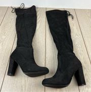 Journey Collection Women's Maya Over the Knee Tie Top Boots 10 Black $130