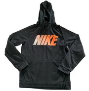 Nike  Hoodie Womens Small Black Graphic Pullover Dri Fit Sweatshirt Pockets Poly