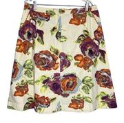 J.Jill Skirt Women's 16 Floral A Lined Cotton Cottagecore Roses Fairy Comfy