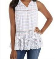 Crown & Ivy eyelet tiered tank top small