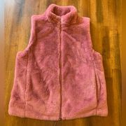 J. Crew faux fur zip up vest. pink/guava berry/dusty rose vibrant womens M