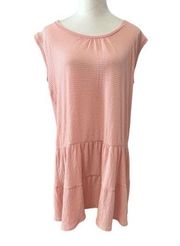 Good Luck Gem Womens Waffle Knit Dress Pink Stretch Scoop Neck Sleeveless M New