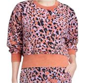 Joy Lab Women’s Orange Pink Animal Print Crop Pullover Size Medium