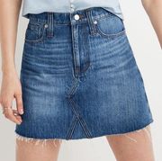 Rigid Denim A-Line Mini Skirt in Lakeline Wash