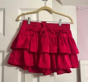 Day+Moon Red Ruffle Tiered Mini Skort