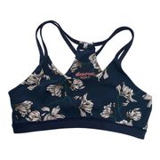 MinkPink Move Teal & White Floral Racerback Sports Bra Women's Size Large New