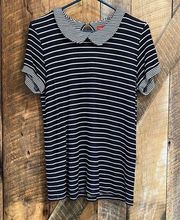 Southern Proper ladies striped collared top with key hole back closure