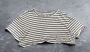 Vintage Striped Distressed Crop Top Shirt