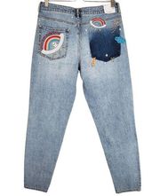 NEW Forever 21 Embroidered Space Alien Mom Fit Jeans Size 29