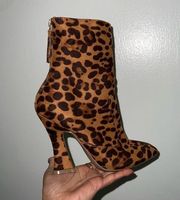 leopard print square toe boots. Size 6.5