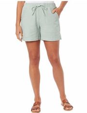 NWT Briggs Ladies' Green Linen Blend Pull-On Short