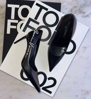 Gianni Versace Black Logo Print 80mm Leather Pumps