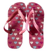 Top Havaianas ♡ Heart Print Flip Flops ♡ Brazilian Beach Sandals ♡ Hot Pink