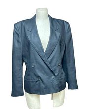 MaxMara Black Double Breasted Linen Blazer Size US 6