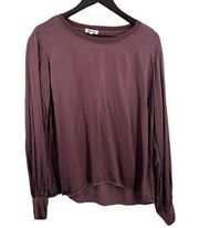 LAMade Long Sleeve Satin Top Dark Pink XL New