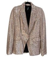 HOUSE OF HARLOW 1960 Silver Sequined Double Breasted Blazer Jacket Size XS NWT