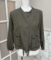 Halogen by Nordstrom Moto cropped jacket olive green small