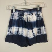 Japna | Navy and White Boho Tie Dye Tie Waist Flowy Shorts Size XS NWT