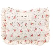 Sezane Froufrous Canvas Pouch with Pink Flowers