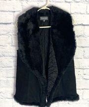 Michael Stars black suede faux fur sleeveless vest