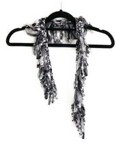 Handmade Fashion Scarf Black White Gray Tassels