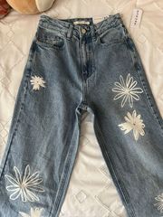 boyfriend flower doodle jeans