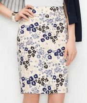 Ann Taylor Spring Floral Chic High Waist Above Knee Pencil Skirt Size 8