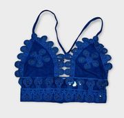 Honey Punch | Faux Suede Eyelet Cut Out Cross Back Bralette | Size Small