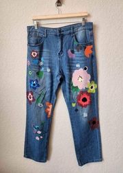 Misslook Painted Flower Jeans Size Large